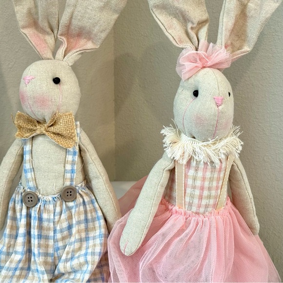 Easter bundle burlap bunnies wooden rabbits flowers gnomes ribbon craft - Picture 3 of 7